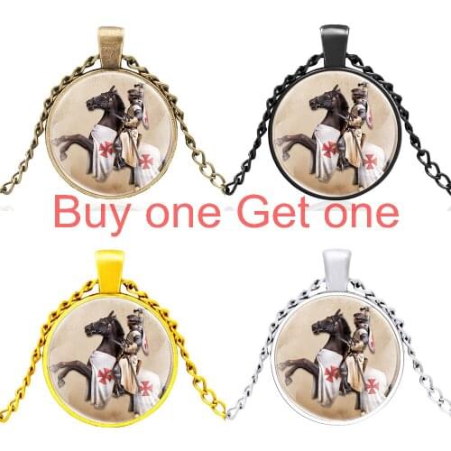 New Arrival Knights Templar Glass Dome Black Necklace Men Women Charm Pendant Jewelry Accessories Gift