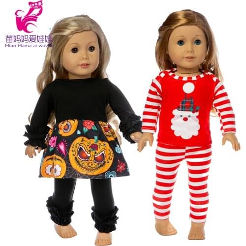 18 Inch Girl Doll Clothes Christmas Santa Claus Halloween Pattern for Girl New Year Gift New Born Baby Doll Clothes Soft Outfit