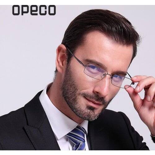 Opeco prescription eyewear frame mens pure titanium eyeglasses including RX lenses RX recipe male myopia spectacles 9867