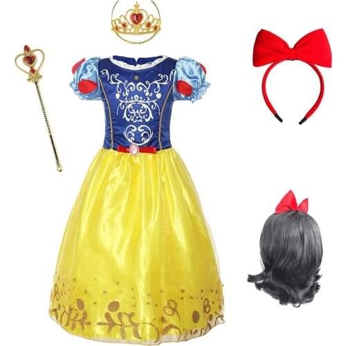 Princess Dress for Girls Kids Halloween Cosplay Snow White Clothing Childrens Carnival Birthday Party Costume Fancy Clothes