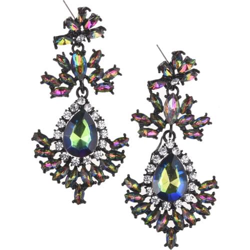 Luxury Clear Crystal Big Earrings Women Indian Wedding Bridal Statement Drop Earrings Long Water Dangle Earrings For Woman 2019