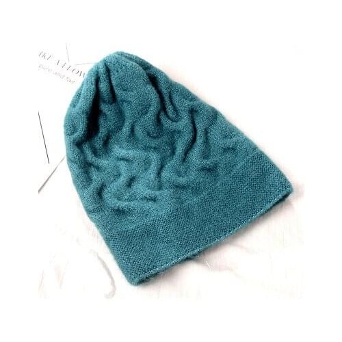 New winter women casual wool beanies Pleated design skullcap Knitted beanies cap Lady thick warm hat skullies gorros