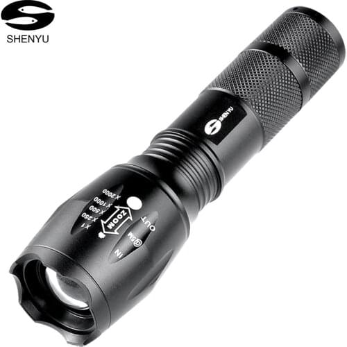 SHENYU T6 Light Bead Mini Tactical LED Flashlight Super Bright Adjustable Focus Flashlight with 2000 Lumens For Hiking Camping