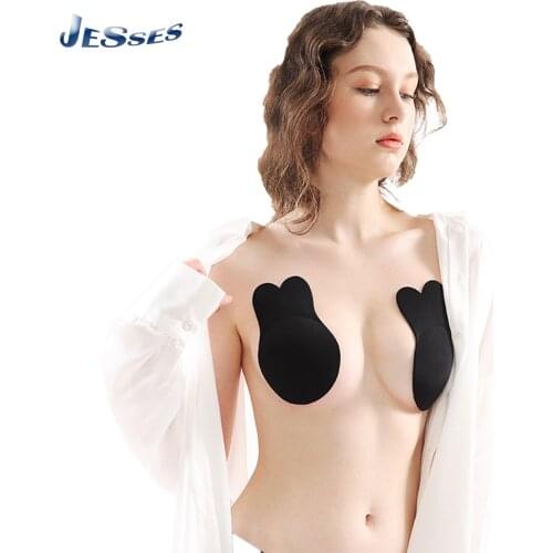 Cute Rabbit Ears Chest Stickers Ladies Strapless Bras With Wedding Invisible Breast Intimates Silicone Woman Anti-drop Underwear