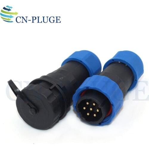 SP20 Type 7 pin Waterproof Wire Connector, 20mm Panel Mount LED Power Docking Connector Plug & Socket Male And Female IP68