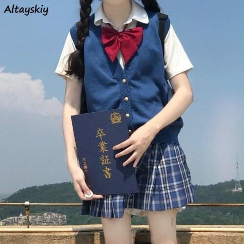 9 Colors Sweaters Vest Women Solid Preppy Style Kawaii Harajuku Spring Single Breasted Soft College Female Clothing Ladies Chic