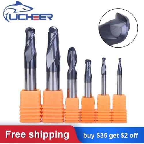 UCHEER 1pc 4/6mm 2 Blade HRC45 Ball Nose End Mill Tungsten Carbide Milling Cutter Alloy Coating CNC machine Tools