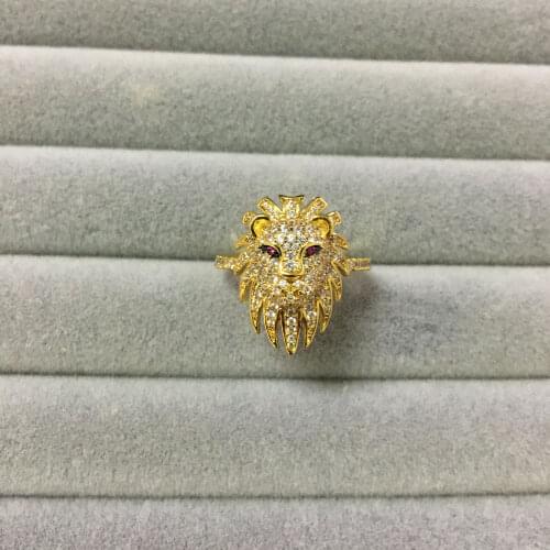 UMGODLY Yellow Gold Color Ring High Quality Luxurious Red Eyes Lion Finger Ring Pave Cubic Zirconia for Women Jewelry