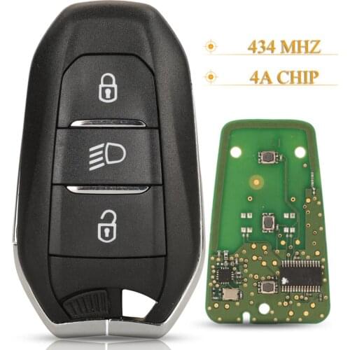 Kutery 3 Buttons Smart Remote Car Key Fob 434Mhz 4A Chip For Peugeot 3008 5008 2016