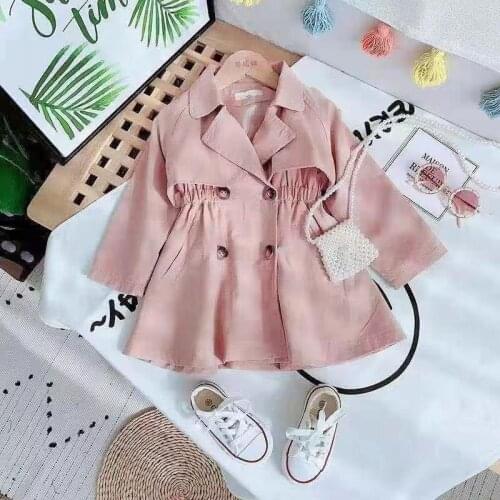 Infants Baby Outerwear Fashion Kids Girl Trench Long Sleeve Teen Long Children Clothing England Style Girls Windbreaker Brown