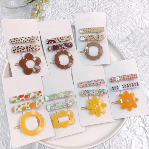 Japanese Fresh And Lovely Yellow Brown Bangs Female Korean Hair Accessories Ins Fruit Flower Frog Clip Hair Alligator Clip