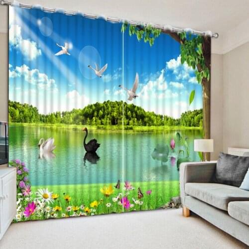 Blackout curtain Landscape Scenery Beauty Digital Photo Printing Blackout 3D Curtains for Living Room spring curtains