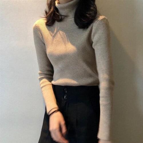 Women Sweaters Turtleneck Pullovers Autumn Winter Elasticity Slim Tops Female Warm Knitted Sweater High Street Women Sweater