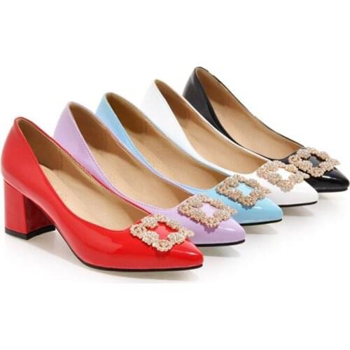 2021 Spring And Summer New Style Rhinestone Thick Heel Womens Shoes Temperament All-match Single Shoes