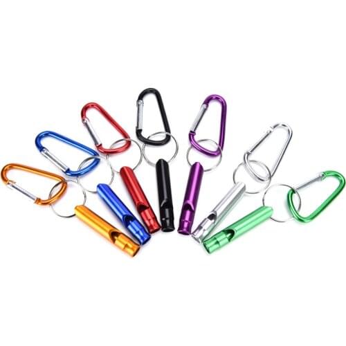 1Pcs Aluminum Alloy Mini Whistle Keyring Keychain Outdoor Emergency Survival Safety Sport Camping Hunting Tools Random color