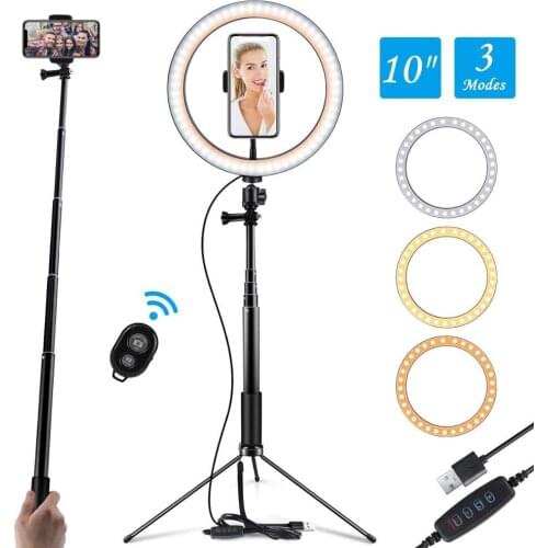 10“ LED Ring Light With Tripod Photography Product USB Youtube Live Video Round Lamp Makeups Selfie Ring Light With Stand