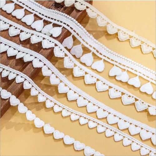 10Yard/Lot Small Hearts Love Polyester Cotton Sofa Curtain Lace Trim Ribbon DIY Baby Dress Clothes Fabric Accessories
