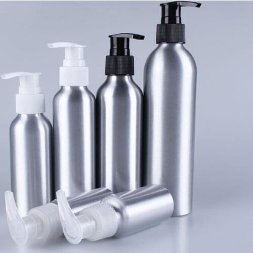 120ml Aluminium metal bottle plastic pump for lotion emulsion serum shampoo foundation body gel skin care cosmetic packing