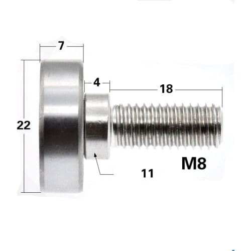 2pcs External thread bearing JS608-22 M8C4L10 pulley 608zz rolling pulley M8 screw thread