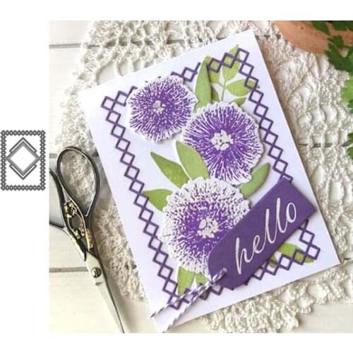 2021 Rhombus Border Frame Metal Cutting Dies for Scrapbooking Stencil Knife Mould Blade Punch Model Craft Decoration Template