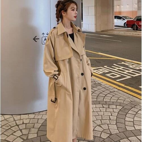 2021 Spring Autumn Womens Windbreaker Coat Fashion Street Plus Size Outerwear Loose Female Clothing office Vintage Trench Coats