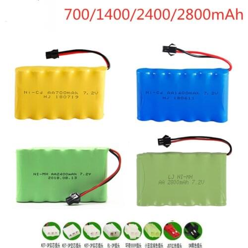 7.2V 700mAh 1400mAh 1800mAh 2400mAh 2800mAh Battery For Rc toys boat Cars Tanks Robots Gun 7.2v NIMH AA battery for rc boats