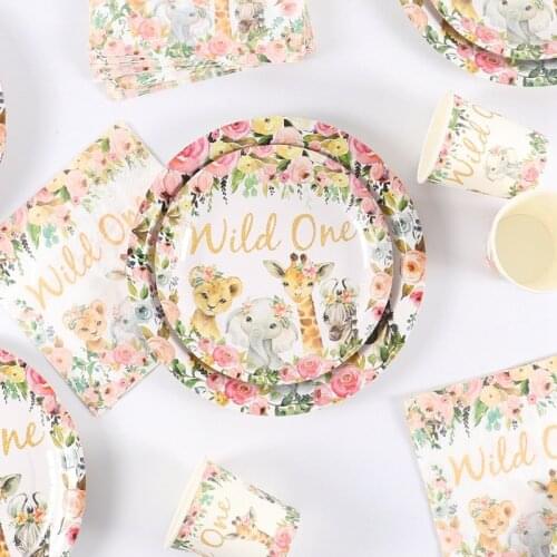 Jungle Animal Tableware Wild One Birthday Party Decor Kids Jungle Safari Theme Party Baby Shower 1st Birthday Party Supplies