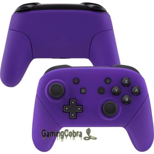Soft Touch Purple Faceplate Backplate Housing Shell Cover with Handles Replacement for Nintendo Switch Pro Controller