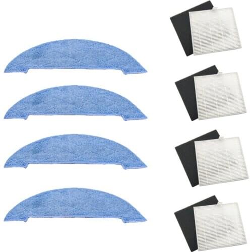4 x HEPA Filter + 4 x Black Sponge + 4 x mop pad for ilife V8 V8s X750 A7 X800 X785 V80 Robotic Vacuum Cleaner Parts Accessories
