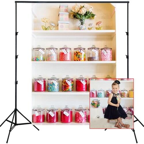 HUAYI Photography Backdrop Candy Bottles Shelf Photo Booth Background Customize Newborns Child Birthday Studio Backdrop XT-5311