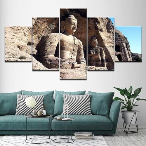 Canvas Painting Yungang Grottoes - UNESCO World Heritage Centre 5 Pieces Modular Wallpapers Poster Print living room Home Decor