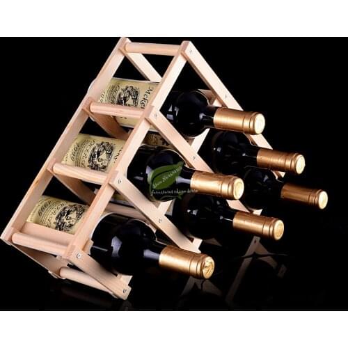 Home Wood Creative Folding Wine Rack 3/6/10 Bottle Folding Wine Rack Wine Decor Wine Bottle Holder Bar Accessories Home Bars