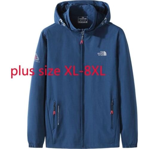 New Arrival Fashion Suepr Large Spring And Autumn Men Stand Collar Hooded Casual Print Jacket Plus Size XL 2XL3XL4XL5XL6XL7XL8XL