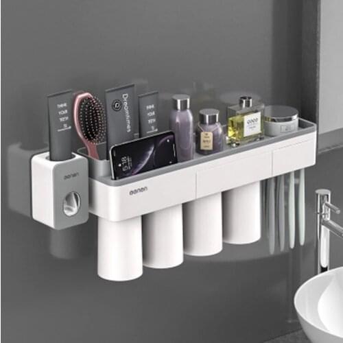 LEDFRE Toothbrush Holder Suction Cup Wall Mounted Squeezer Rack Bathroom Accessories Set Organizer Plastic LF71010