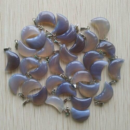 Fashion best selling top quality natural grey onyx crescent moon charms pendants for jewelry making Wholesale 50pcs/lot free