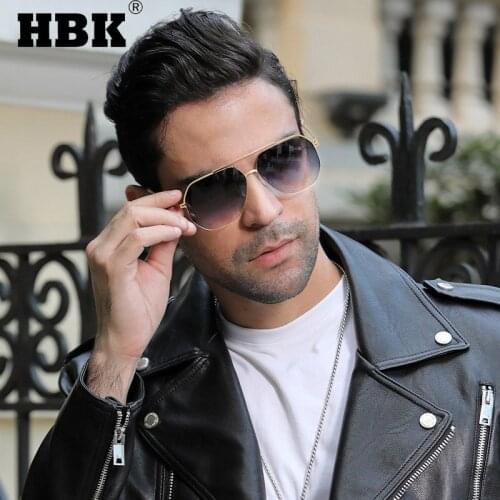 HBK New Retro Polygon Sunglasses For Women Men Gold Brand Design High Quality Gradient Male Driving Travel Eyewear UV400
