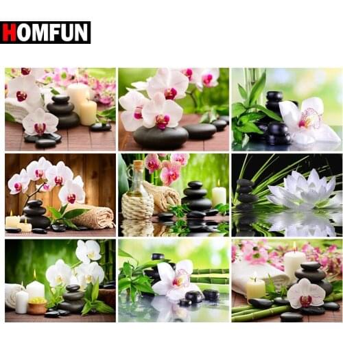 HOMFUN 3D Diamond Painting "Flower grass water" DIY Full Rhinestones Drill Cross-stitch Kits Square Round Diamond Embroidery