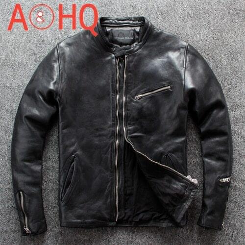 Genuine Leather Jacket Men 2021 Short 100% Sheepskin Coat Motorcycle Mens Jackets Spring Autumn Vintage Hommes Veste
