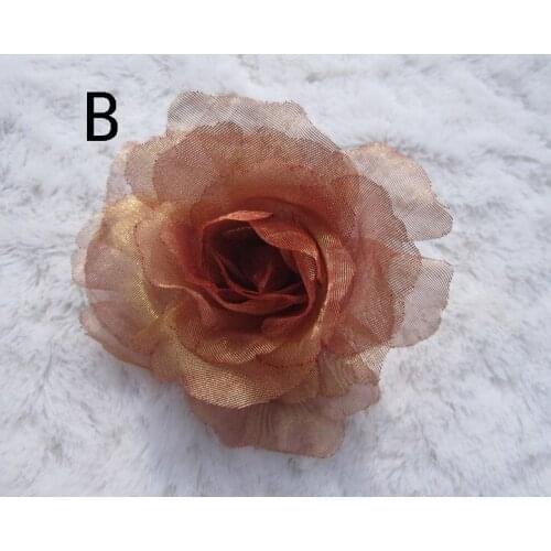 New Arrival!!! 9cm Big Diy Hair Accessory Organza Sheer Flower Head Artificial Silk Flower Head Diy Flowers