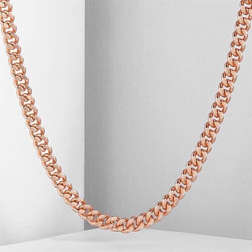 4mm Womens Girls Chain Flat Cut Round Curb Cuban Rose Gold Filled GF Necklace GN220