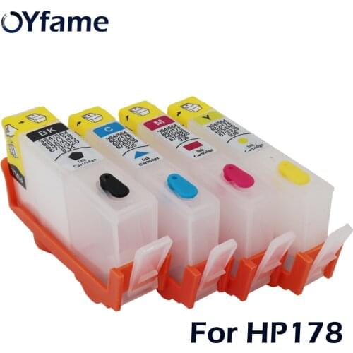 OYfame 4PCS For HP 178 For HP178 Refillable Ink Cartridge For HP Photosmart 7515 B109a B109n B110a Plus B210a Printer
