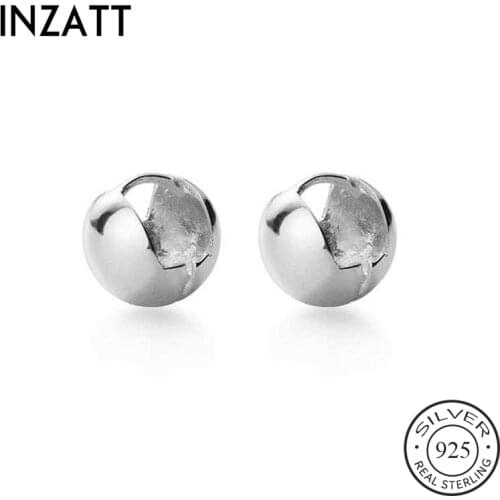 INZATT Real 925 Sterling Silver Hollow Ball Hoop Earrings For Fashion Women Party Minimalist Fine Jewelry Hiphop Accessories