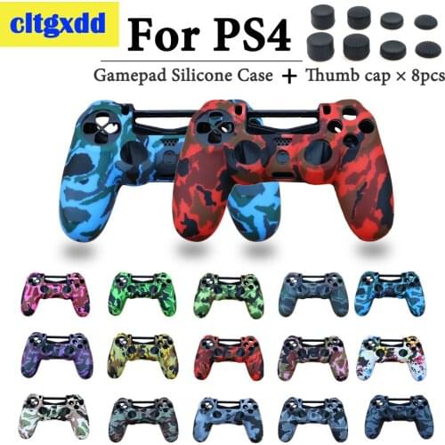 Gamepad Silicone Case for Sony Dualshock 4 PS4 Controller Silicone Camo Case Protective Skin + Thumb Grip Caps for PlayStation 4