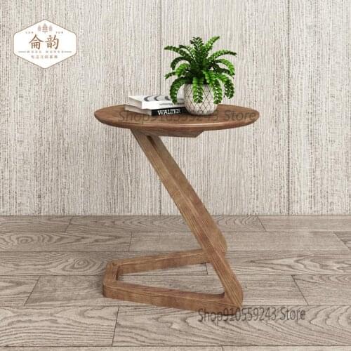 Nordic Sofa Side Table Balcony Table All Solid Wood Small Round Table Corner Table Small Tea Table Modern Corner Table Simple