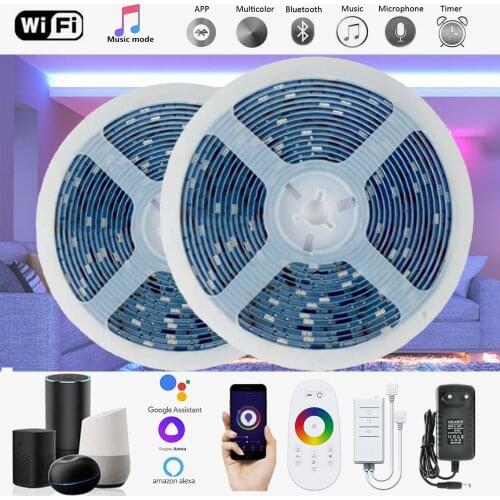 LED Strip Light RGB DC12V 5050 2835 Flexible Waterproof Tape WiFi Bluetooth Touch Remote Controller Room Festiva Decoration Lamp