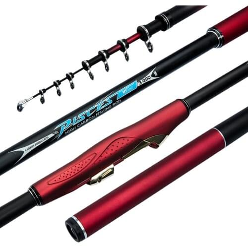 Mavllos Telescopic Rock Fishing Rod 3.9m 4.5m 5.4m Carbon Fiber Carp Saltwater Spinning Travel Portable Surf Fishing Pole Rod