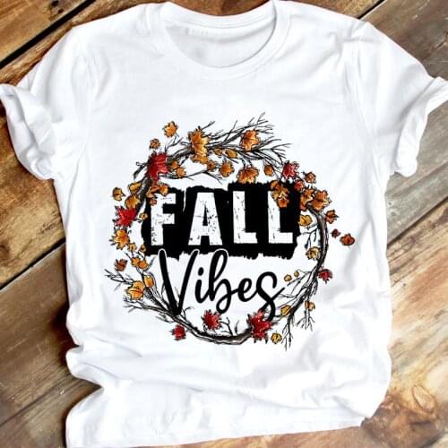 Women Short Sleeve New 90s Happy Halloween Thanksgiving Autumn Fall Clothing Cartoon Print Tshirt Female Tee Top Graphic T-shirt