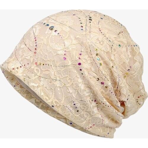 Womens Lace Beanies Cotton Turban Headwear Beanie Chemo Caps Cancer Caps Breathable Skull Cap Knitted hat