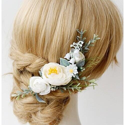 AWAYTR New Fashion Flower Hair Comb Hair Clip Women Bridal Wedding Hair Accessories Handmade Headband Girls Head Wear Ornaments