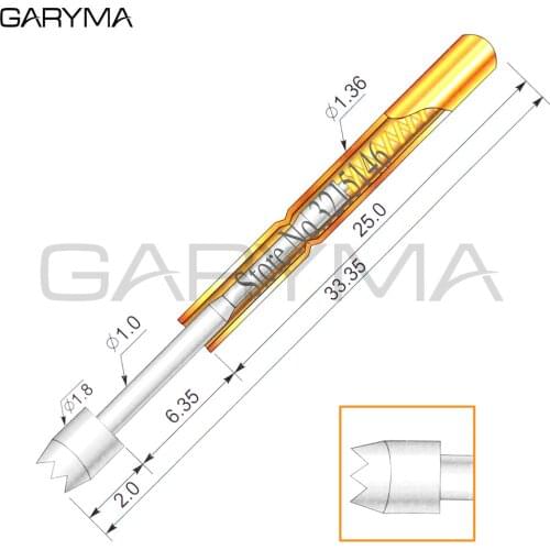 100Pcs in a Pack Dia 1.8mm P100-H3 Spring Test Probes Pogo Pin Length 33.35mm Stroke Spring Froce:180g Tool Wholesale